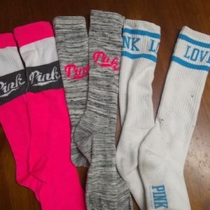 3 Pairs of knee high PINK socks